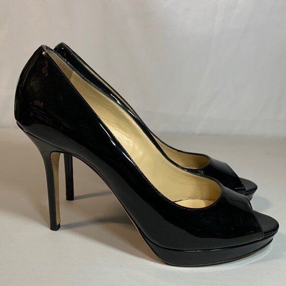 Jimmy Choo Pumps Black Patent Leather Pointed Toe Heels - Picture 2 of 14